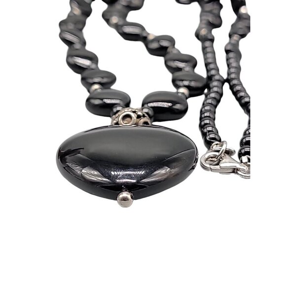 Danbury Mint Sterling Black Onyx Heart Pendant Necklace Beaded Gemstone 925 24" - Picture 16 of 16